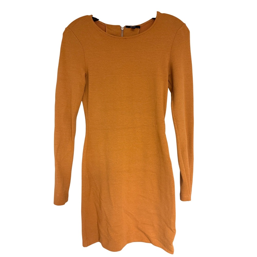 Kimberly Ovitz Womens Long Sleeve Mini Dress Burnt Orange Textured Bodycon Small